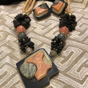 Art Deco Marbled Vintage Earring & Necklace set.